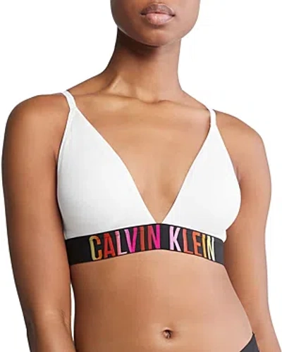 Calvin Klein Intense Power Pride Cotton Lightly Lined Triangle Bralette Qf7830 In White