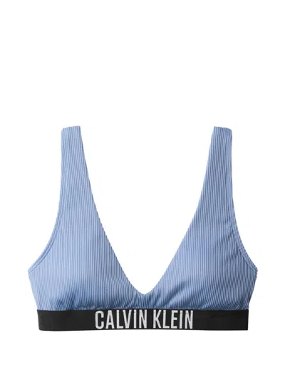 Calvin Klein Intense Power Ribbed Bikini Top In Blue