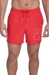 Calvin Klein Intense Power Swim Trunks In Red