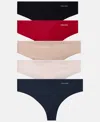 Calvin Klein Invisible 5-pack Thong Underwear Qd3556 In Multi