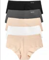 Calvin Klein Invisible Hipster 5-pack Qd3557 In Lcy Black,speakeasy,white