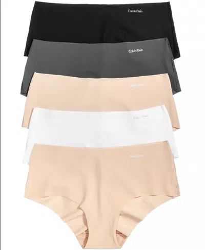 Calvin Klein Invisible Hipster 5-pack Qd3557 In Lcy Black,speakeasy,white