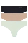Calvin Klein Invisibles 3-pack Thongs In Multi