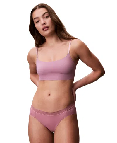 Calvin Klein Invisibles Comfort Lightly Lined Retro Bralette Qf4783 In Purple