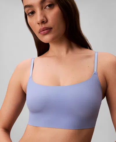 Calvin Klein Invisibles Comfort Lightly Lined Retro Bralette Qf4783 In Blue