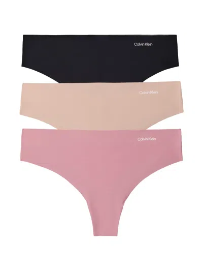 Calvin Klein Invisibles 3-pack Thongs In Brown
