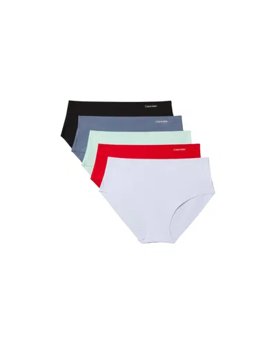 Calvin Klein Invisibles Microfiber Stretch Seamless Hipster Panty, 5-pack, Qd5419 In Multi