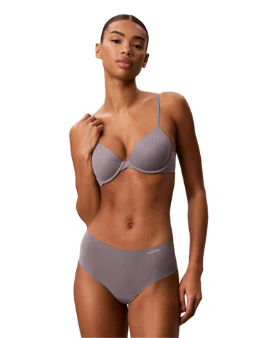 Calvin Klein Invisibles Seamless Microfiber Stretch Hipster Panty, Qd5414 In Quicksilver