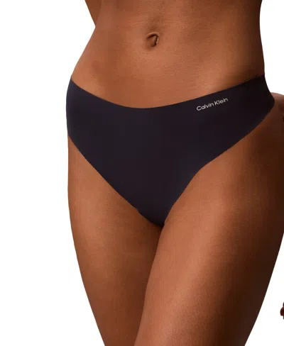 Calvin Klein Invisibles Seamless Microfiber Stretch Thong, Qd5413 In Black
