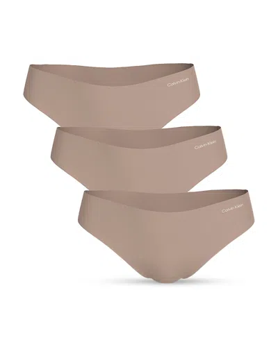 Calvin Klein Invisibles Thong, Pack Of 3 In Neutral