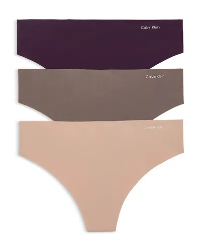 Calvin Klein Invisibles Thong, Pack Of 3 In Multi