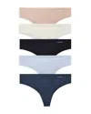 Calvin Klein Invisible 5-pack Thong Underwear Qd3556 In Multi