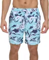 Calvin Klein Island Swim Trunks Mens Light Blue Camo Printed 7" Inseam Fts975 In Blue