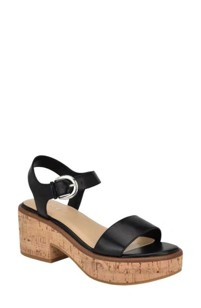 Calvin Klein Isleen Ankle Strap Platform Sandal In Black