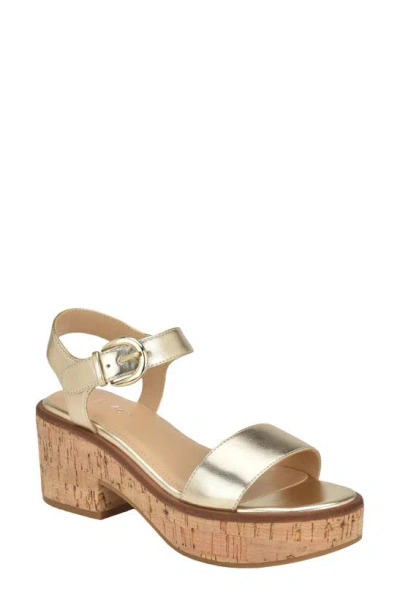 Calvin Klein Isleen Ankle Strap Platform Sandal In Gold