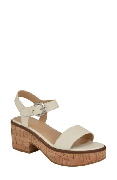 Calvin Klein Isleen Ankle Strap Platform Sandal In Ivory