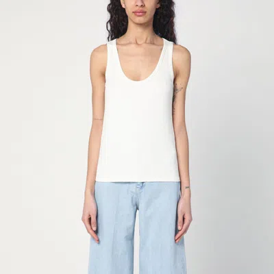 Calvin Klein Ivory Ribbed Tank Top In White