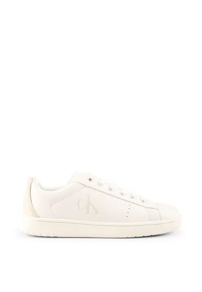 Calvin Klein Ivory Sneakers For Kids With Logo In Neutrals