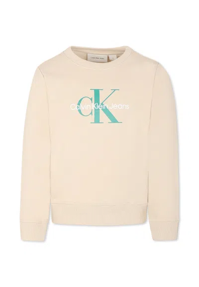 Calvin Klein Ivory Sweatshirt For Kids With Logo
