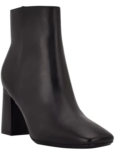 Calvin Klein Izial Womens Leather Block Heel Ankle Boots In Black
