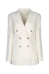 Calvin Klein Relaxed Linen Db Breasted Blazer In Neutral
