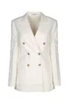 Calvin Klein Relaxed Linen Db Breasted Blazer In Neutral