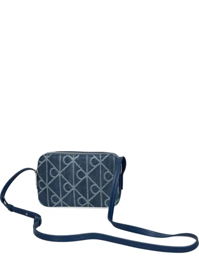 Calvin Klein Jacquard Cross Body Bag In Blue