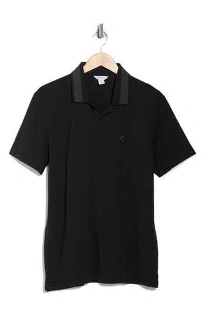 Calvin Klein Jacquard Piqué Polo In Blue