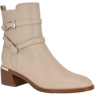 Calvin Klein Jasen Womens Zip Up Slip On Booties In Light Natural