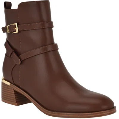 Calvin Klein Jasen Womens Zip Up Slip On Booties In Dark Natural