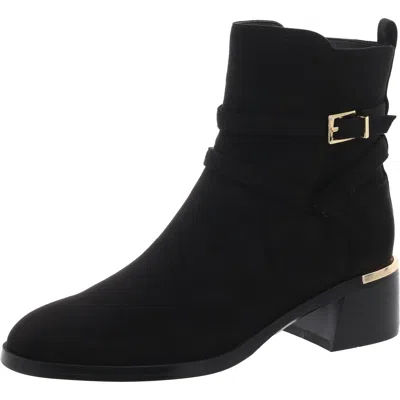 Calvin Klein Jasen2 Womens Zipper Faux Suede Ankle Boots In Black Suede
