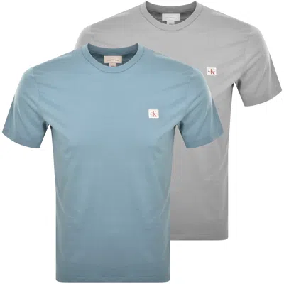 Calvin Klein Jeans 2 Pack Badge T Shirts In Multi