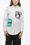 Calvin Klein Jeans Andy Warhol Printed Metallic Effect Denim Shirt In White