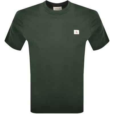 Calvin Klein Jeans Badge T Shirt Green In Animal Print