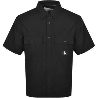 Calvin Klein Jeans Cotton Poplin Utility Shirt Bla In Black