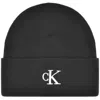 Calvin Klein Jeans Embroidered Beanie Black In Black