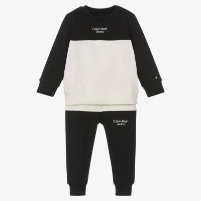 Calvin Klein Jeans Est.1978 Babies' Black & Ivory Logo Tracksuit