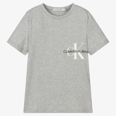 Calvin Klein Jeans Est.1978 Kids' Boys Grey Cotton Logo T-shirt In Gray