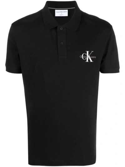 Calvin Klein Jeans Est.1978 Logo-print Cotton Polo Shirt In Black