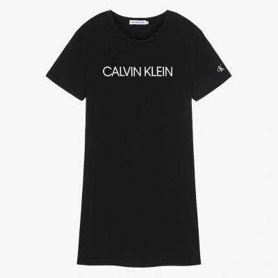 Calvin Klein Jeans Est.1978 Kids' Girls Black Cotton Logo Dress