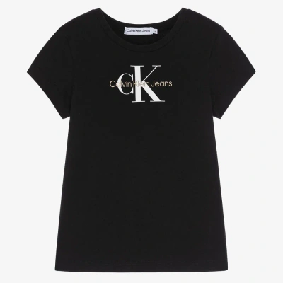 Calvin Klein Jeans Est.1978 Kids' Girls Black Cotton Logo T-shirt