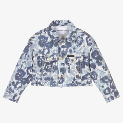 Calvin Klein Jeans Est.1978 Babies' Girls Floral Denim Jacket In White