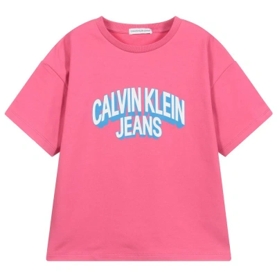 Calvin Klein Jeans Est.1978 Kids' Girls Pink Cotton T-shirt