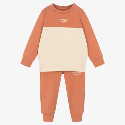 Calvin Klein Jeans Est.1978 Babies' Orange Cotton Logo Tracksuit