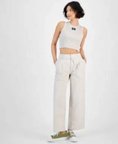 Calvin Klein Jeans Est.1978 Ribbed Cropped Tank Top High Rise Pants In Cortado Heather