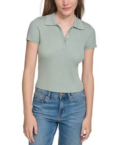 Calvin Klein Jeans Est.1978 Women's Ribbed Short-sleeve Polo Shirt In Jasper