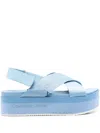 Calvin Klein Jeans Est.1978 55mm Logo-jacquard Flatform Sandals In Blue