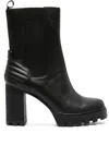 Calvin Klein Jeans Est.1978 90mm Quilted-panel Leather Platform Boots In Black