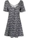 Calvin Klein Jeans Est.1978 Abstract-print Buttoned-up Minidress In Black