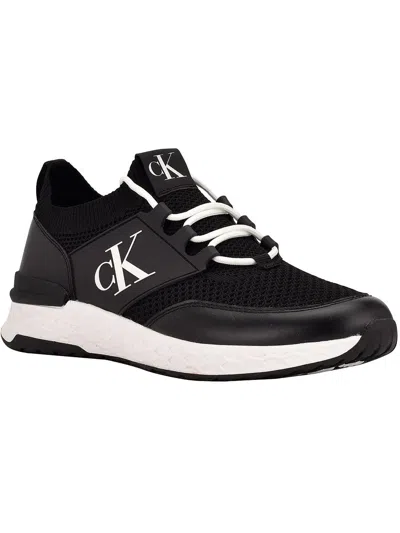 Calvin Klein Jeans Est.1978 Arnel Womens Faux Leather Mesh Casual And Fashion Sneakers In Black